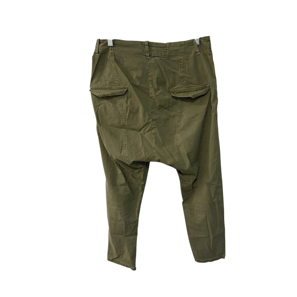 Nili Lotan 2 Slouchy Paris Pants Cotton Drop Crotch $345 Cropped Camo Army Green - Picture 4 of 8